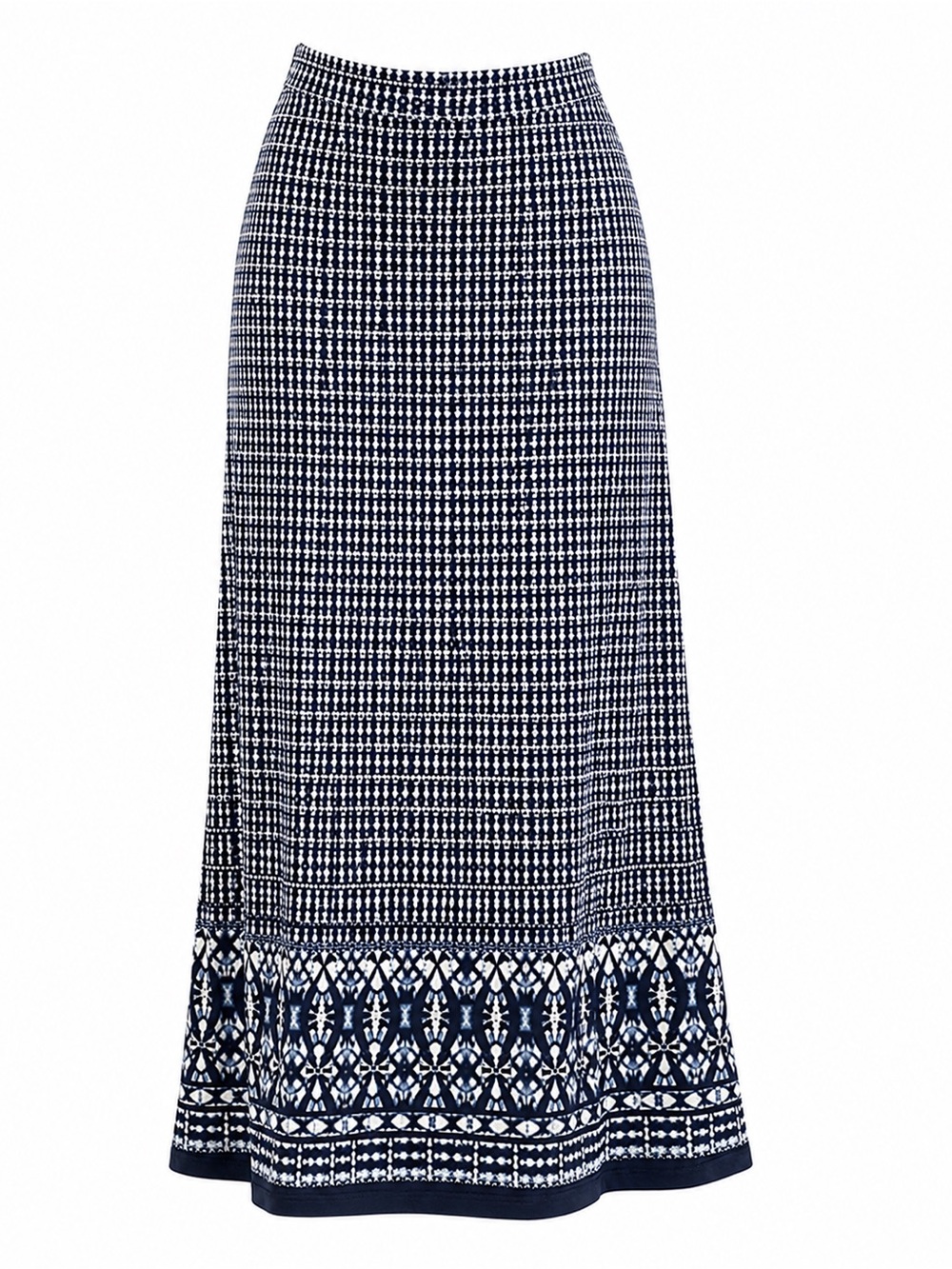 Liz Claiborne Navy & White Patterned Maxi Skirt